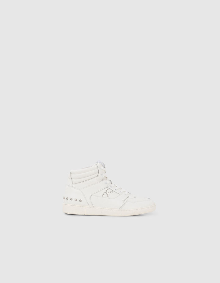 Sneakers blanches cuir décor clous Femme