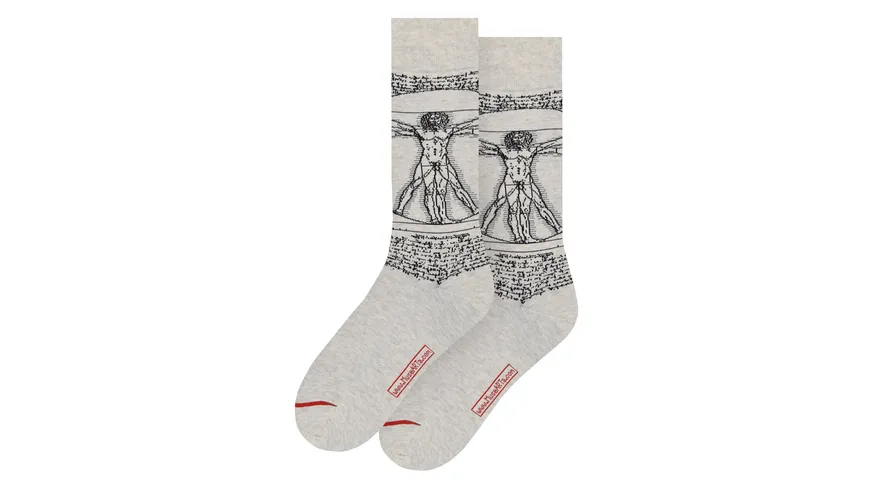 MuseARTa Unisex Socken Leonardo da Vinci - The Vitruvian Man beige