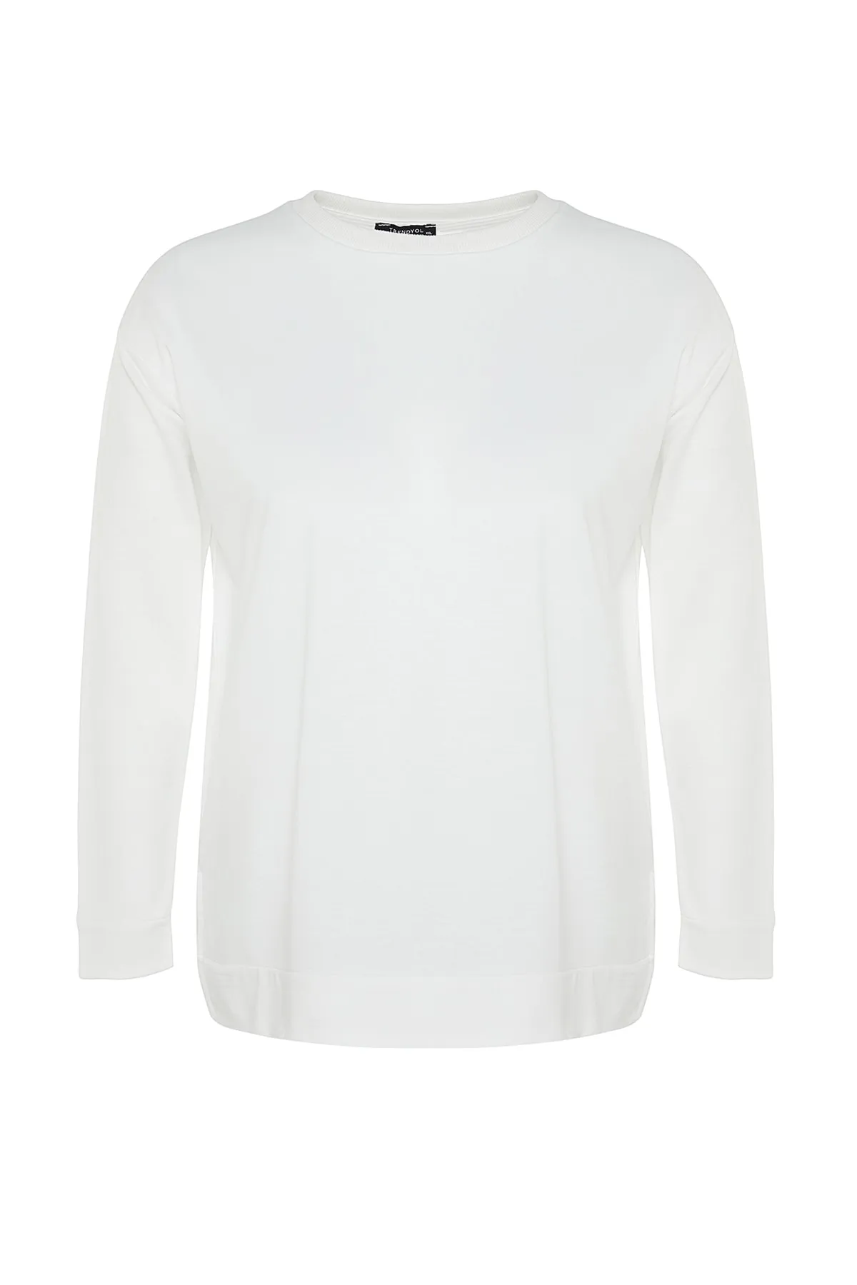 Trendyol Curve  Ecrufarbenes, dünnes Strick-Sweatshirt mit Schlitz und Details TBSSS22SW0172