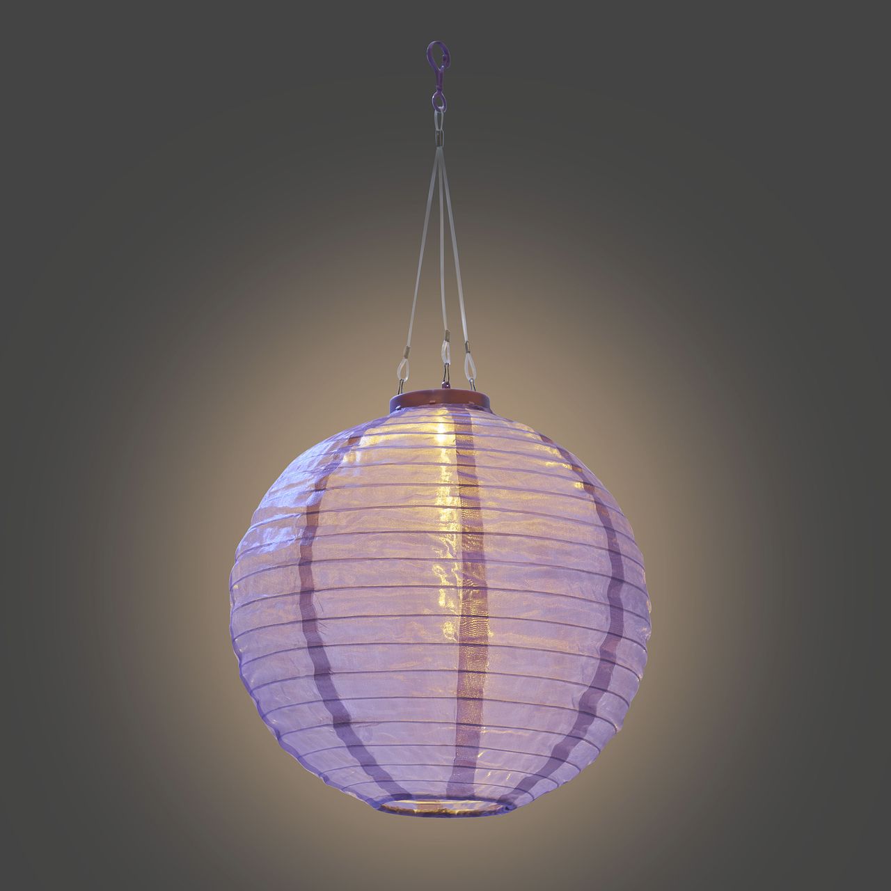 AMARE Solar Lampion XXL 2er Set rund lilaØ ca. 30 cm mit 1 warmweißen LED