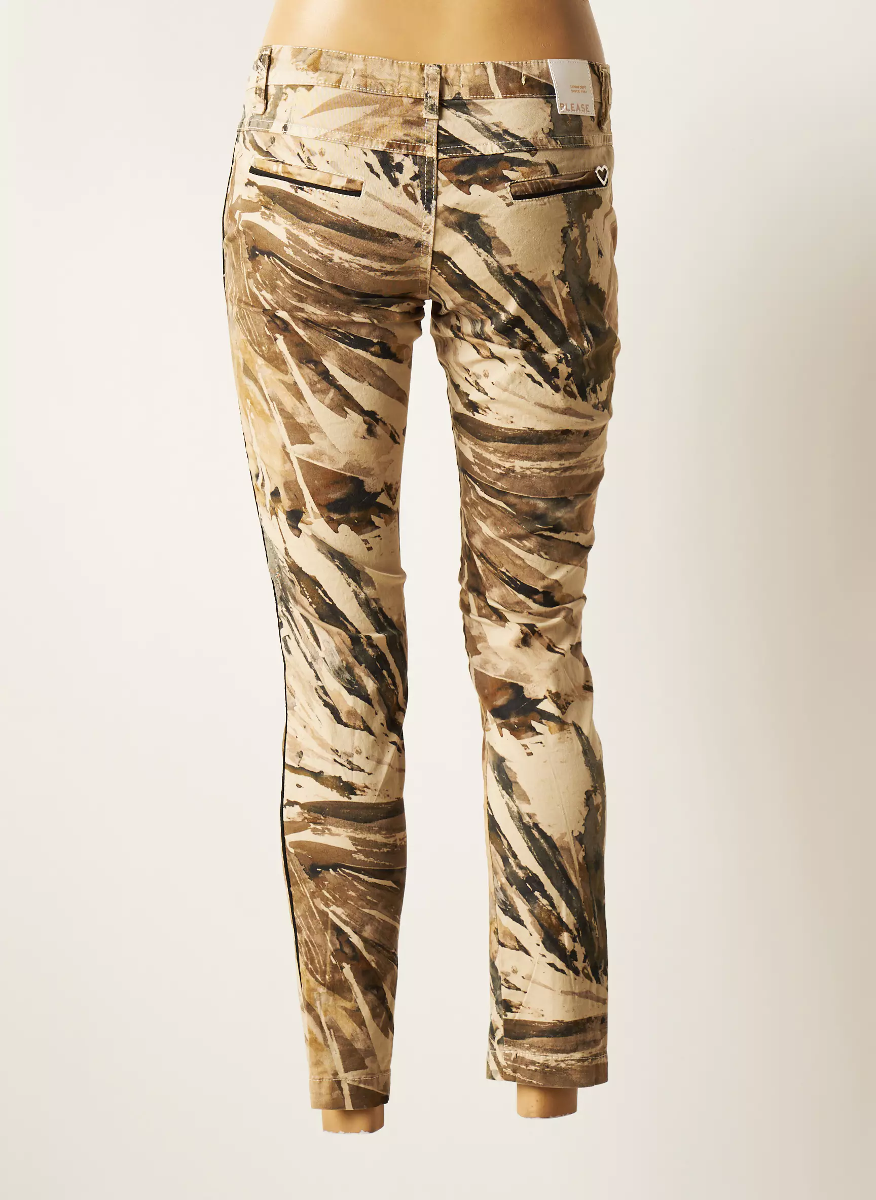 Please Pantalons Slim Femme couleur beige