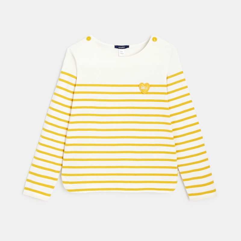 T-shirt marinière à personnaliser d'un cœur jaune fille