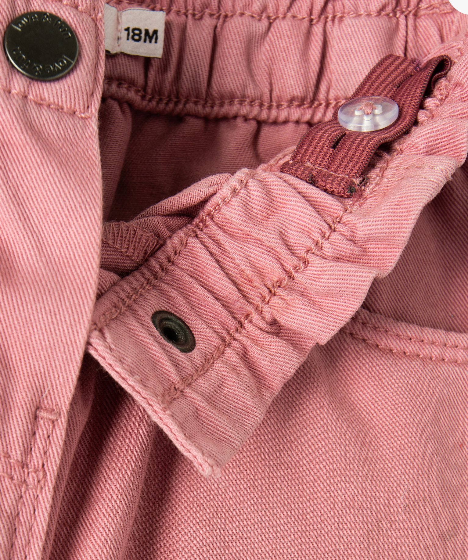 Pantalon bébé fille en toile de coton avec ceinture froncée rose fonce | GEMO