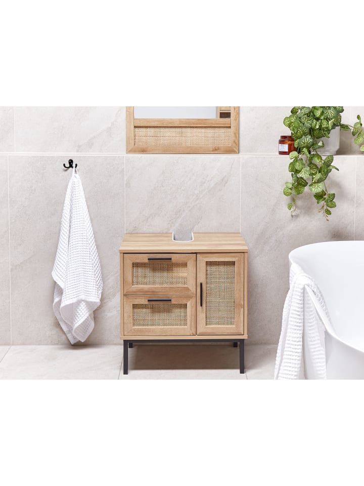 Beliani Badezimmerschrank ROSELL in Heller Holzfarbton - (W) 60 x (H) 60 x (L) 40 cm günstig kaufen onesize