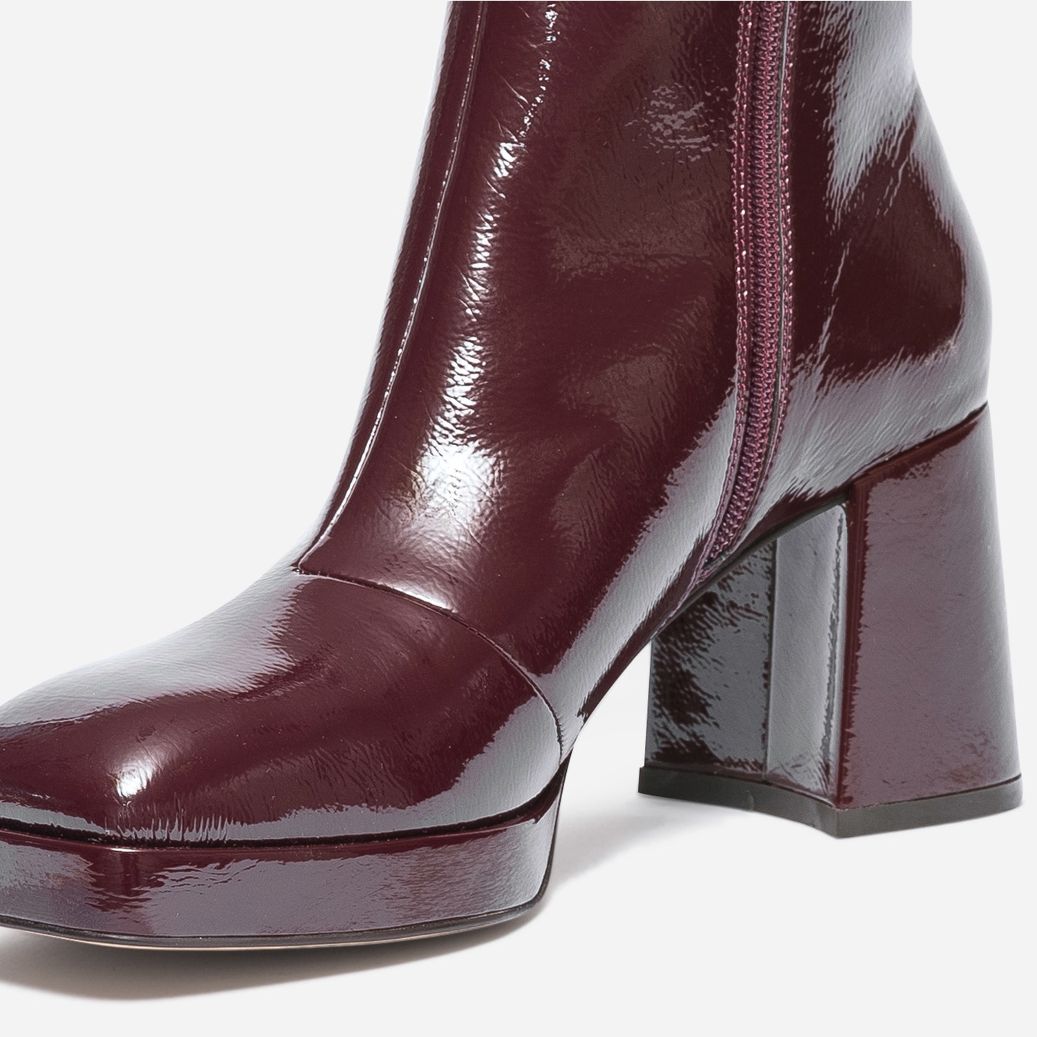 Boots bordeaux verni à plateforme