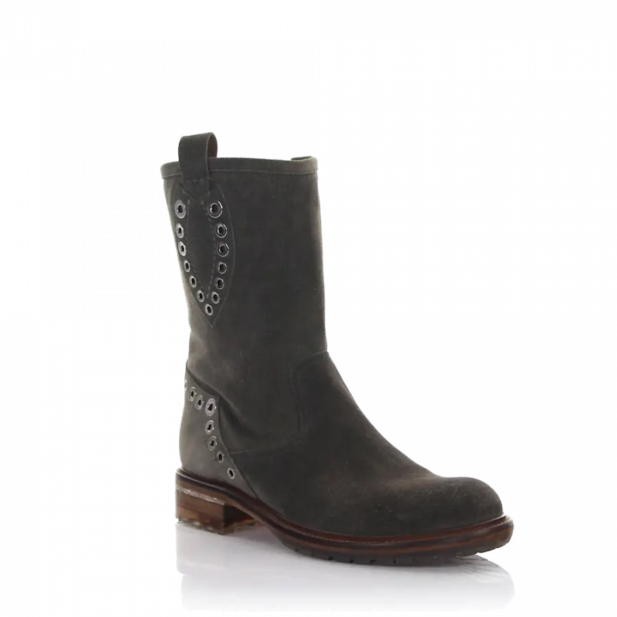 Rossano Bisconti - Stiefeletten Veloursleder Metallverzierung grau - grau