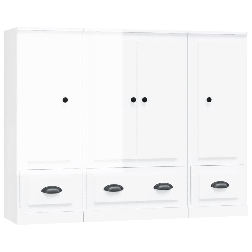 vidaXL Sideboard Highboards 3 Stk. Hochglanz-Weiß Holzwerkstoff (3 St)