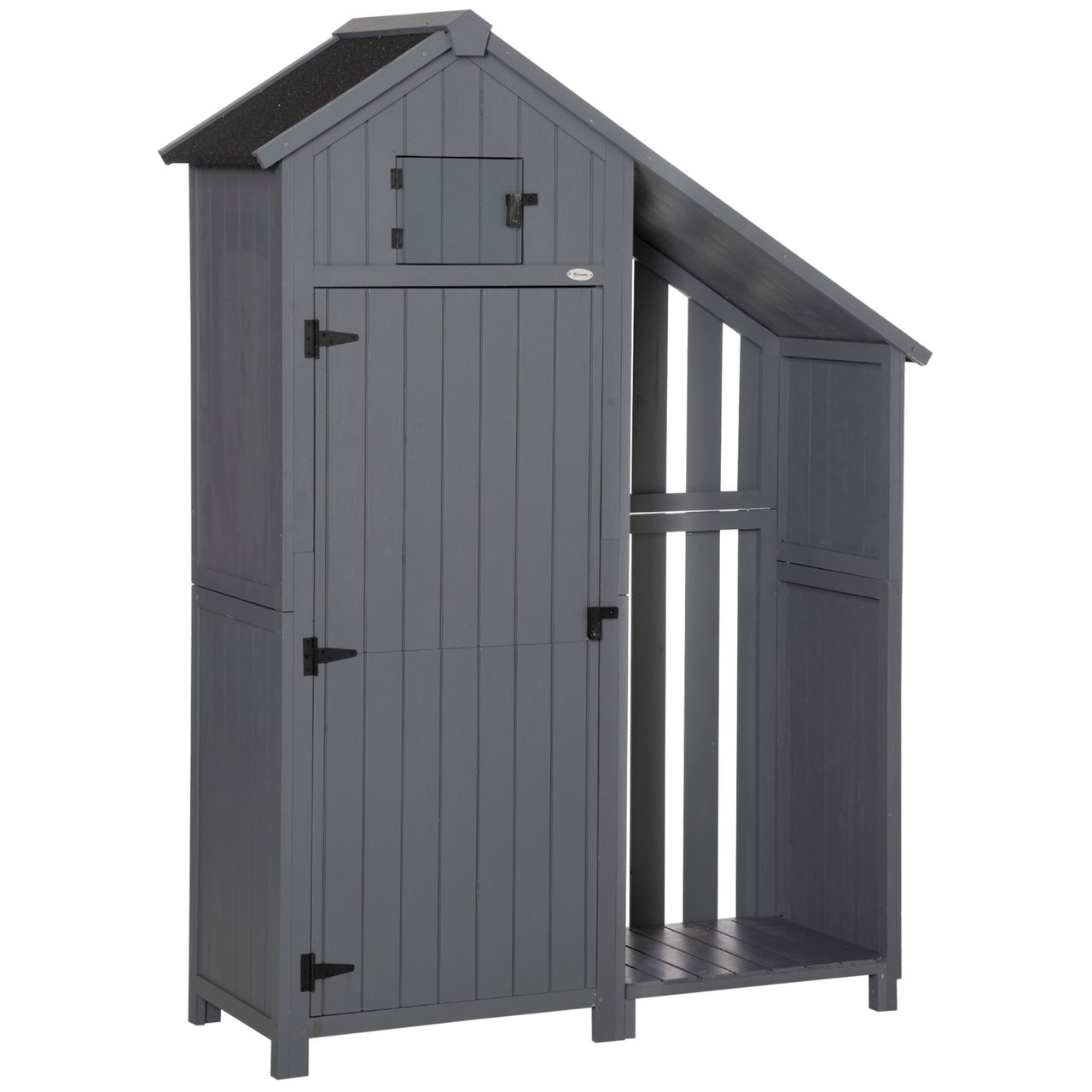 Outsunny Gartenschrank Holz Geräteschuppen Geräteschrank Tannenholz Grau Schwarz