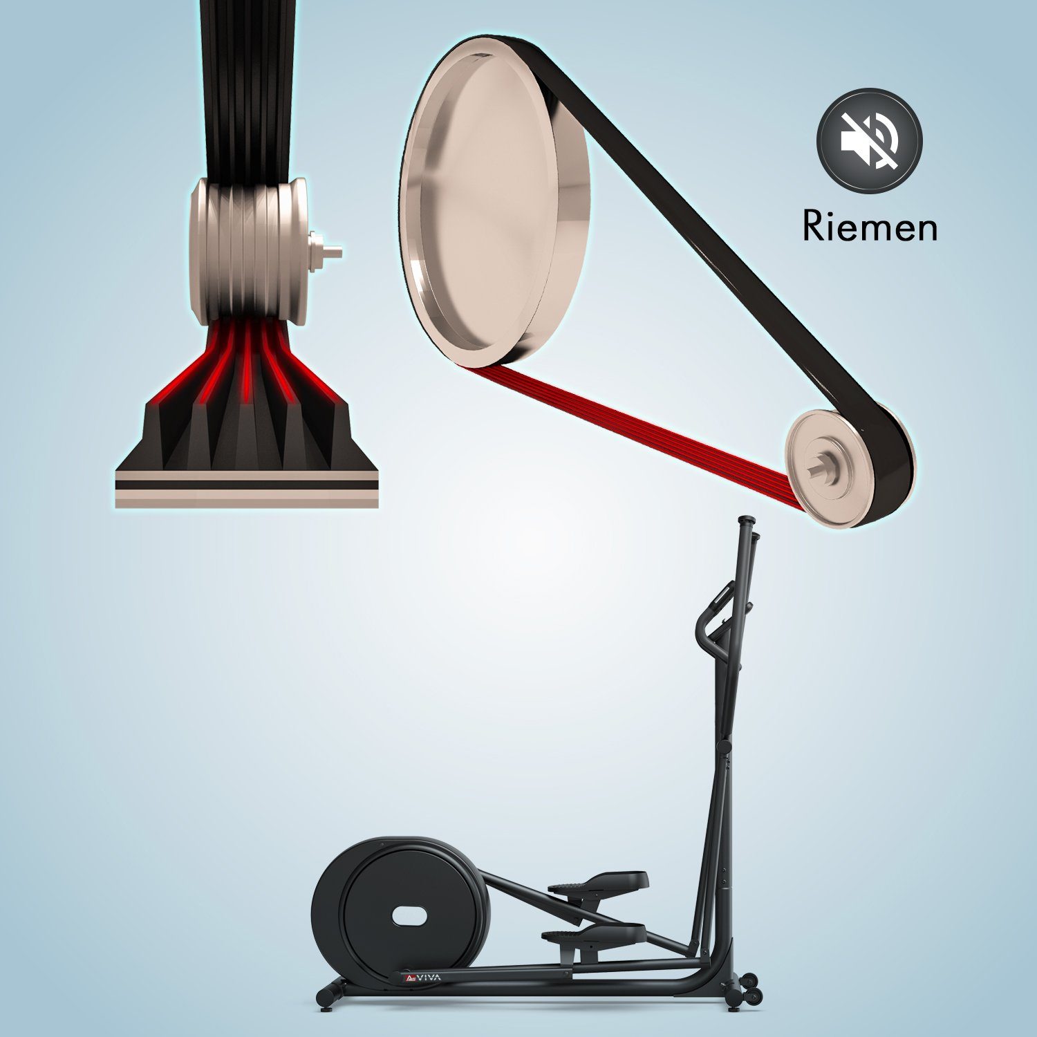 AsVIVA Crosstrainer-Ergometer AsVIVA C29 Bluetooth, Tablet- bzw. Smartphonehalterung, Fitness-App kompatibel
