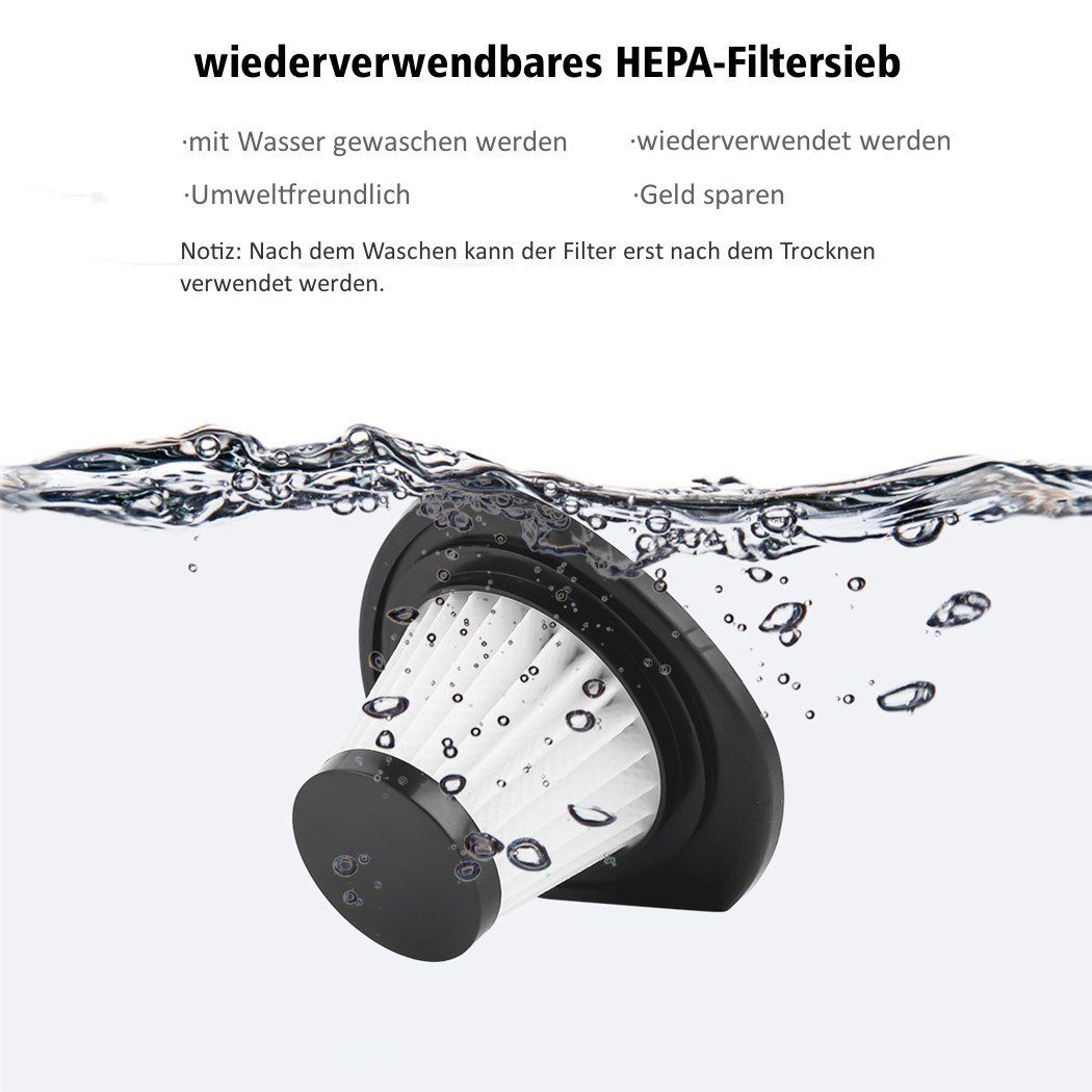 CkeyiN Akku-Handstaubsauger für Haus/Auto Kabellos Nass-Trocken-Nutzung Staubsauger, 120,00 W, mit Beutel, 20 Min. Laufzeit