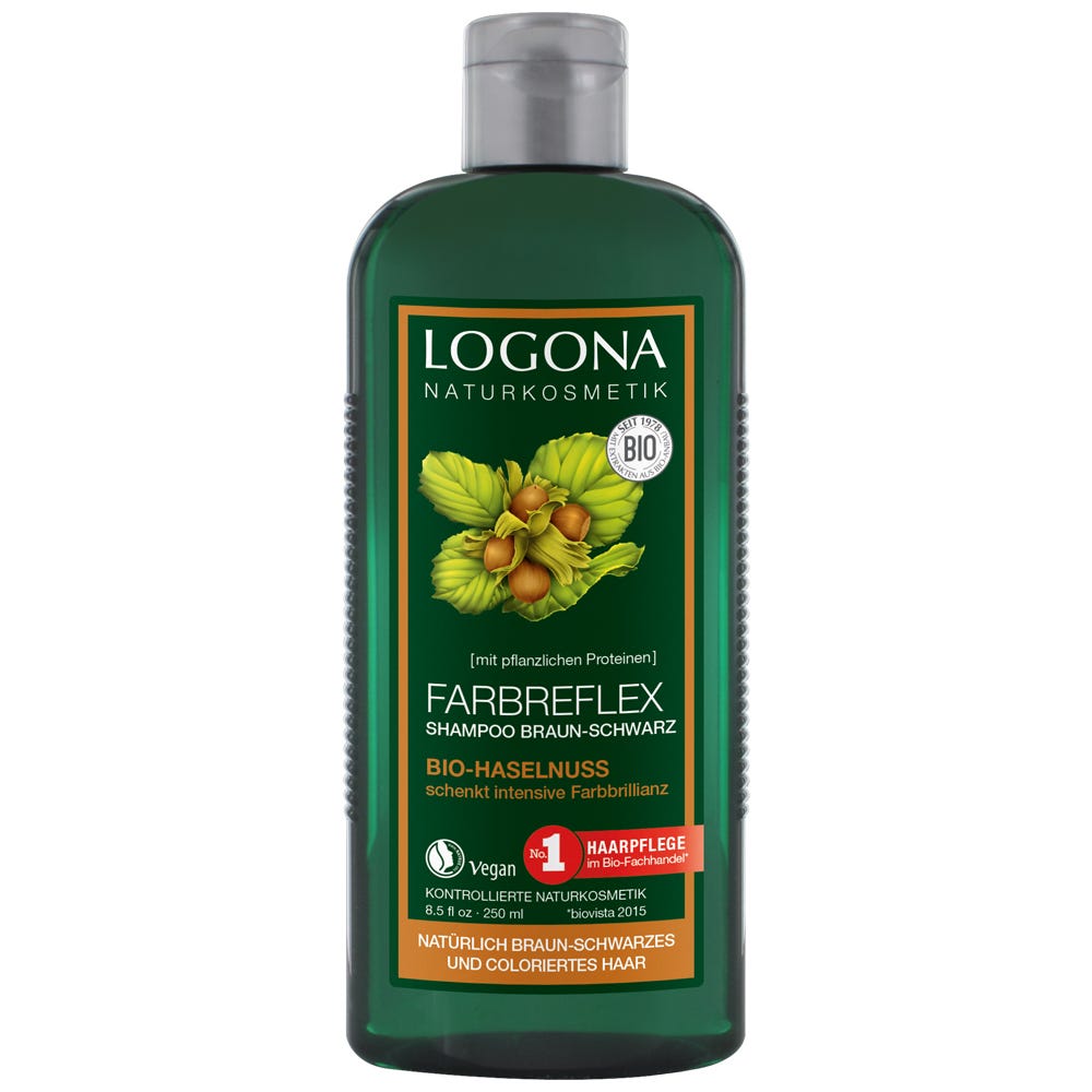 LOGONA Farbreflex Shampoo Braun-Schwarz Bio-Haselnuss 250 ml