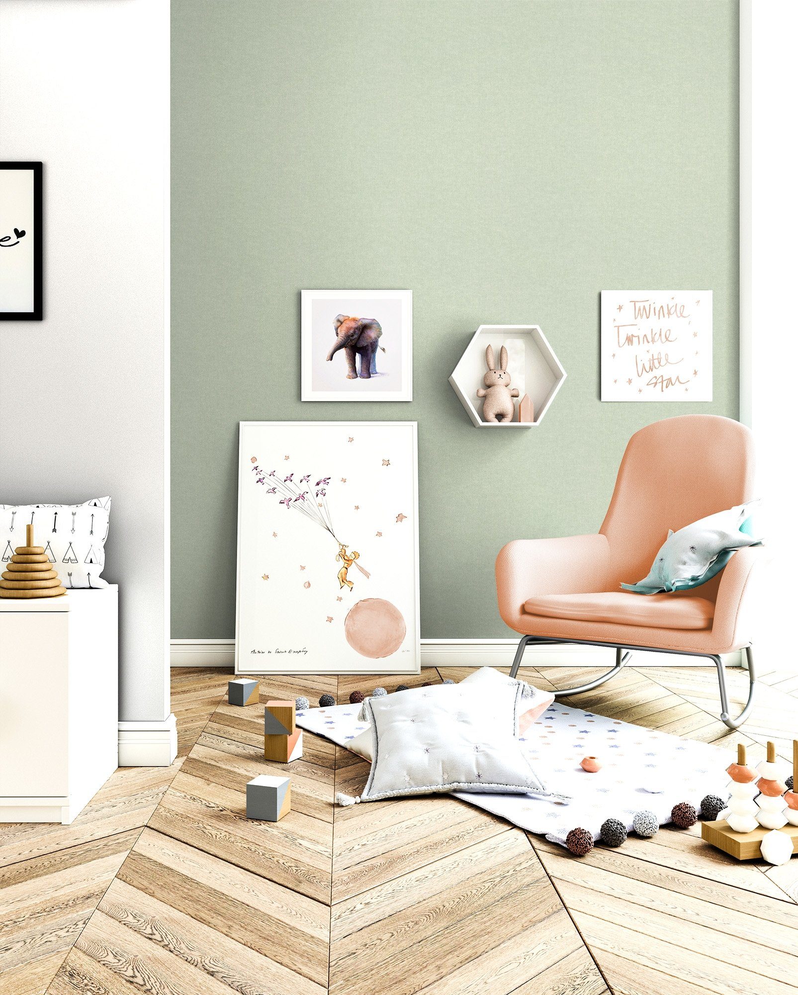 Newroom Vliestapete, Grün Tapete Modern Unifarbe - Universal Einfarbig Salbei Uni Struktur Leinen Optik für Wohnzimmer Schlafzimmer Küche