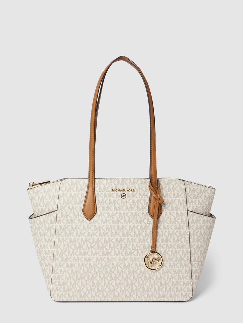 Shopper mit Label-Detail Modell 'MARILYN' in ecru