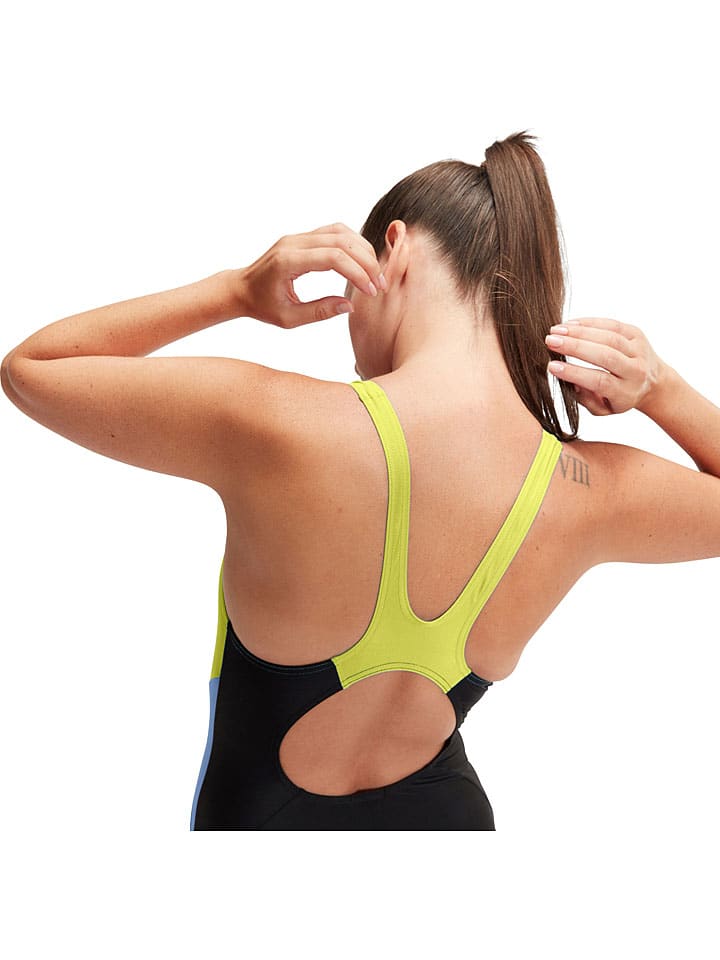 Speedo Badeanzug in Schwarz/ Gelb günstig kaufen