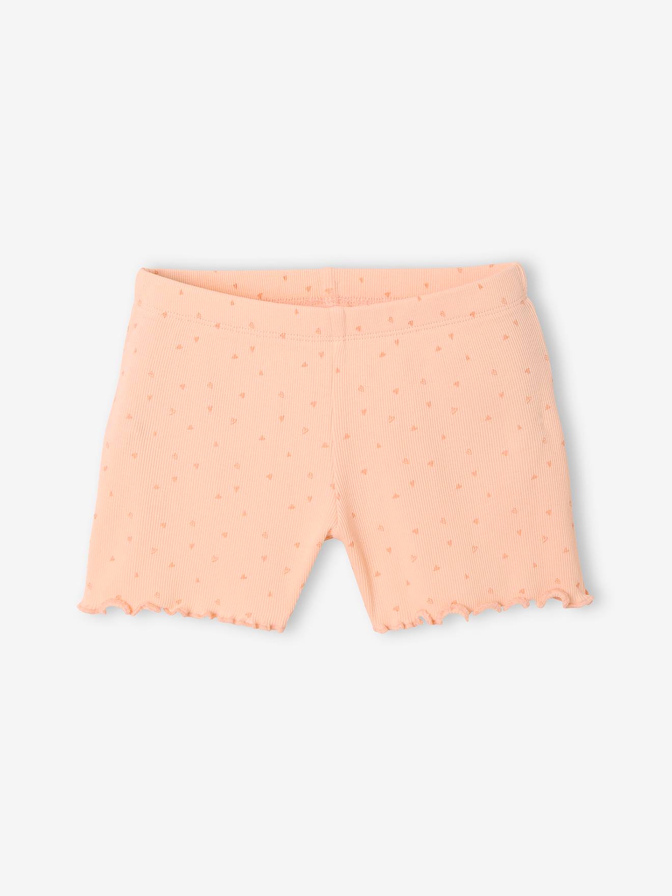 Pyjashort fille + pochon en maille côtelée rose aop
