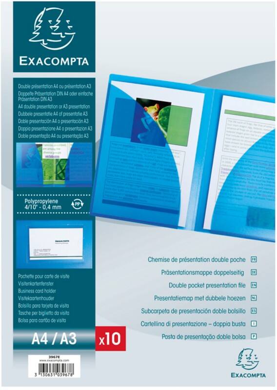 Exacompta Prospekthüllen Twin File DIN A4 Weiß, Transparent Polypropylen