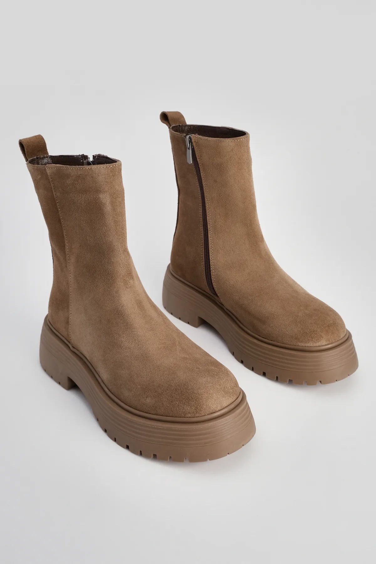 Marjin  Damen-Freizeitstiefel aus echtem Leder, dicke Sohle, umweltfreundliches Wildleder