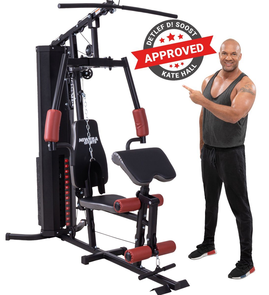 Miweba Sports Kraftstation 50in1 Profi Fitnessstation MK500 Pro - 60 kg Gewichtblock & Butterfly, 14 Gewichtsblöcke (Brustpresse, multifunktionale Kraftstation für zuhause, Fitness Power Station, Sportgeräte für zuhause, Workout, Krafttraining, 50-tl