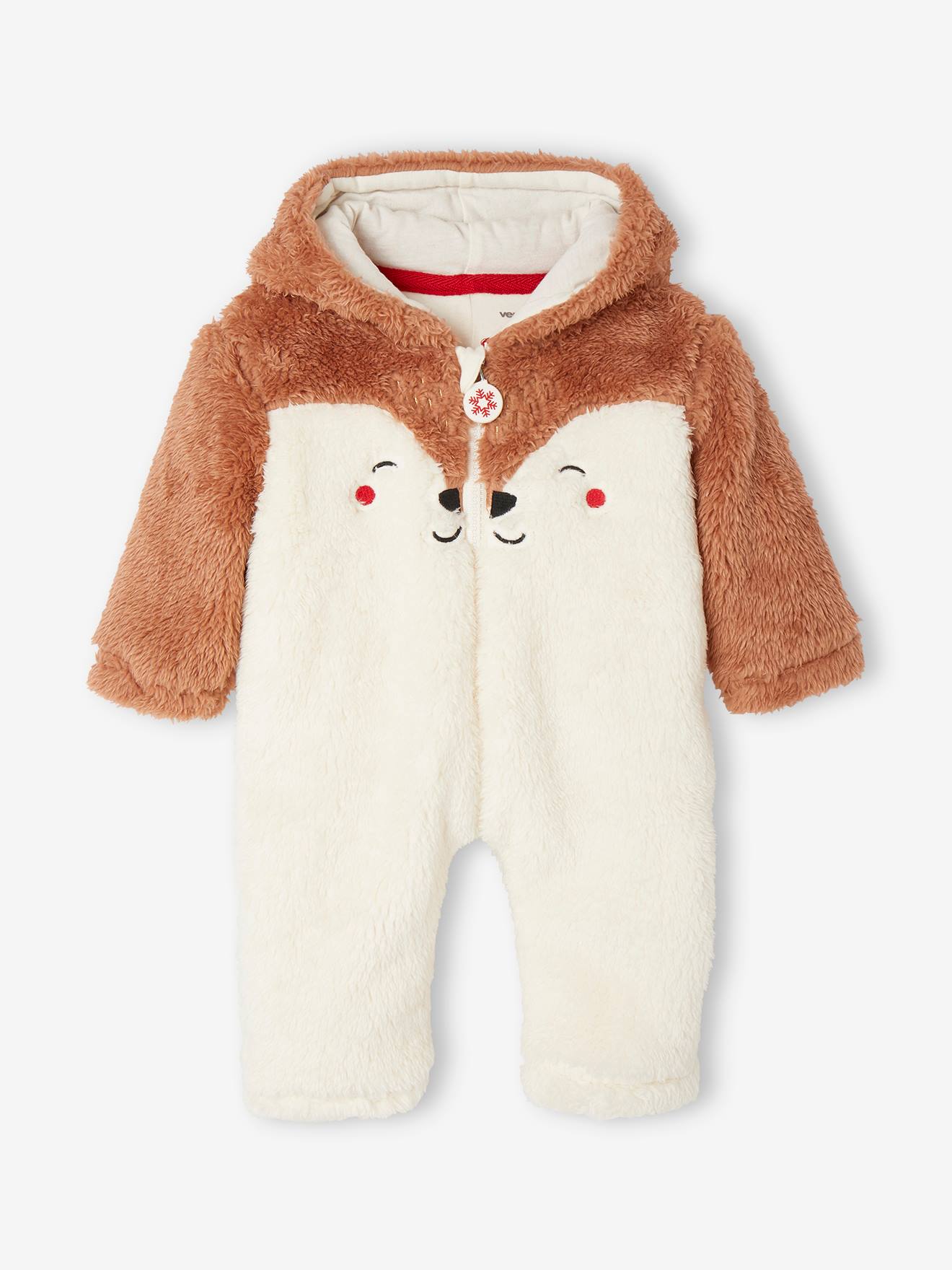 Vertbaudet Weihnachtlicher Baby Plüsch-Overall, Rentier - pekannüsse