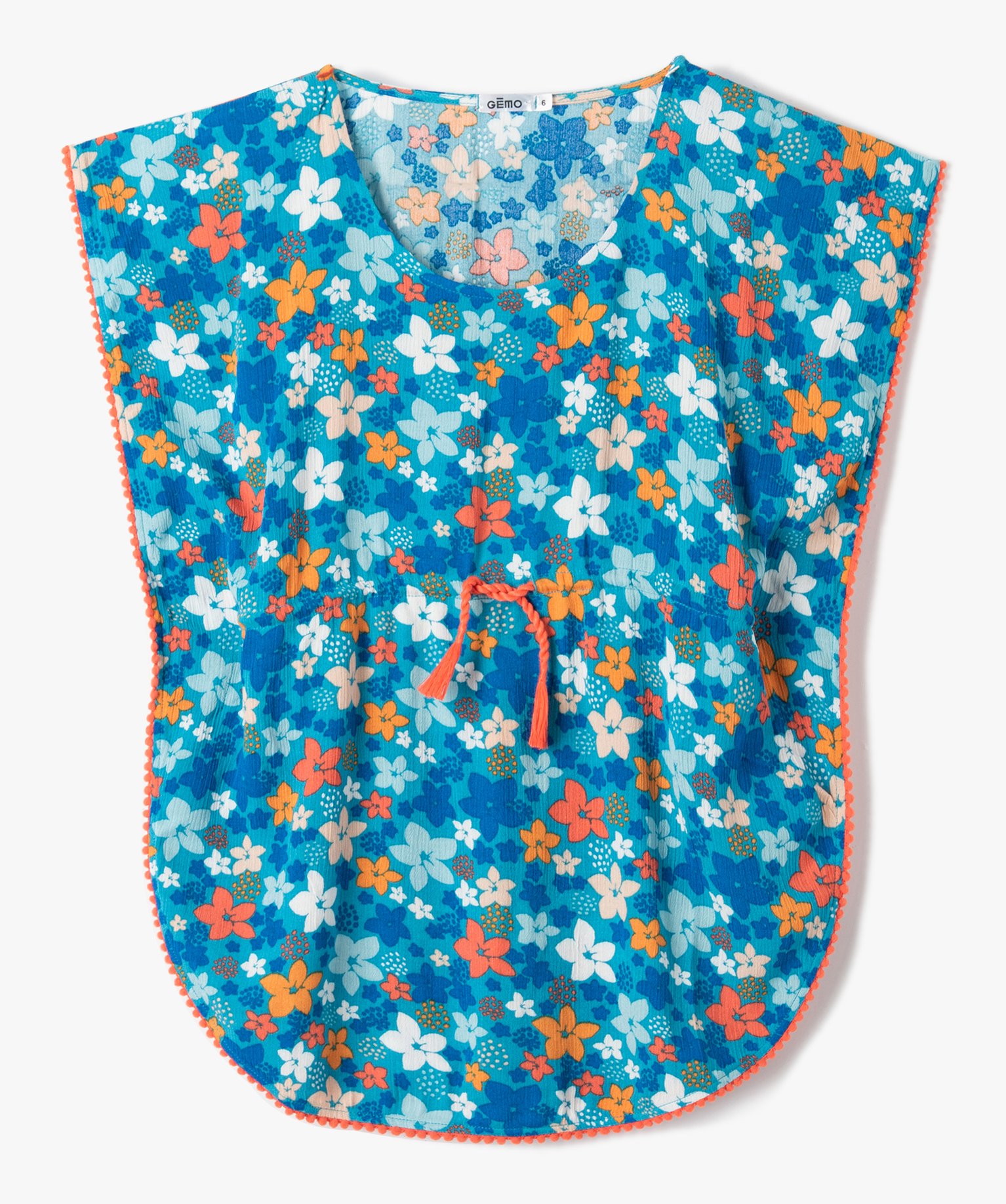 Robe de plage fille à motifs fleuris imprime | GEMO