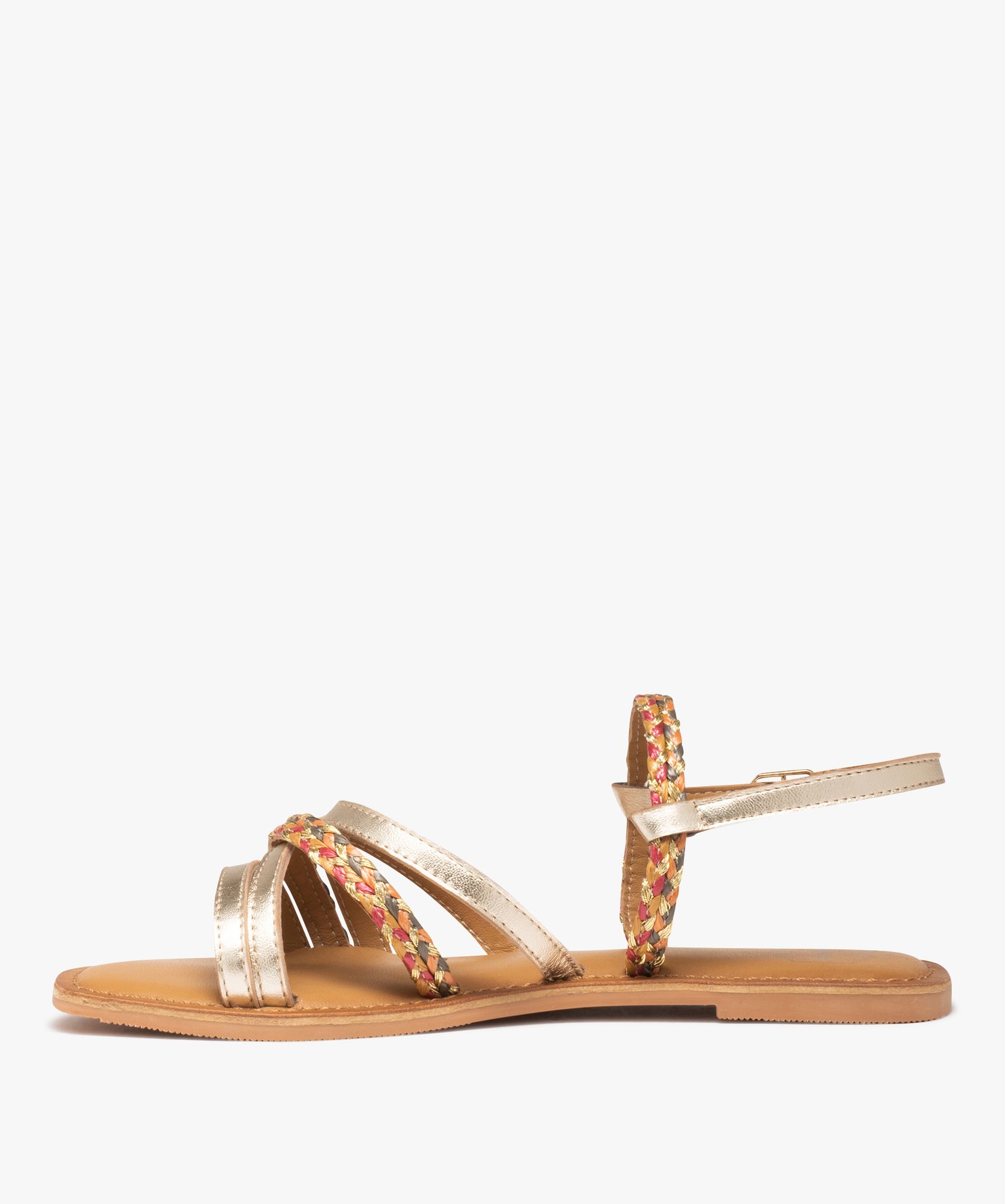Sandales femme à brides métallisées en cuir - Tanéo or | GEMO