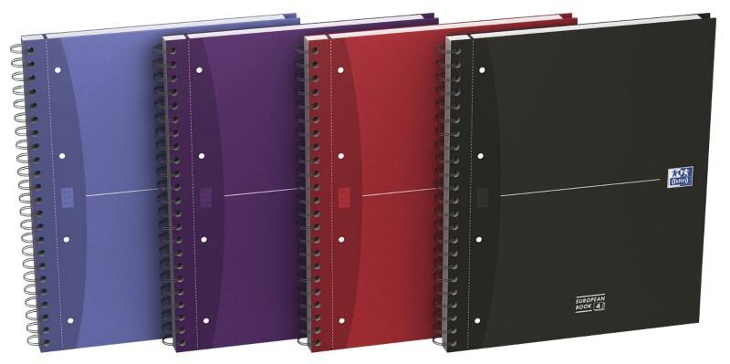 OXFORD Office Essentials Notizbuch DIN A4  Kariert Spiralbindung Pappe Farbig sortiert Perforiert 240 Seiten 5 Stück à 120 Blatt