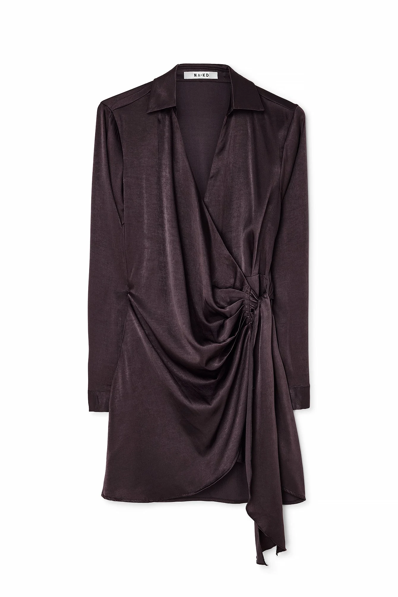 Wickel-Hemdblusenkleid aus Satin
