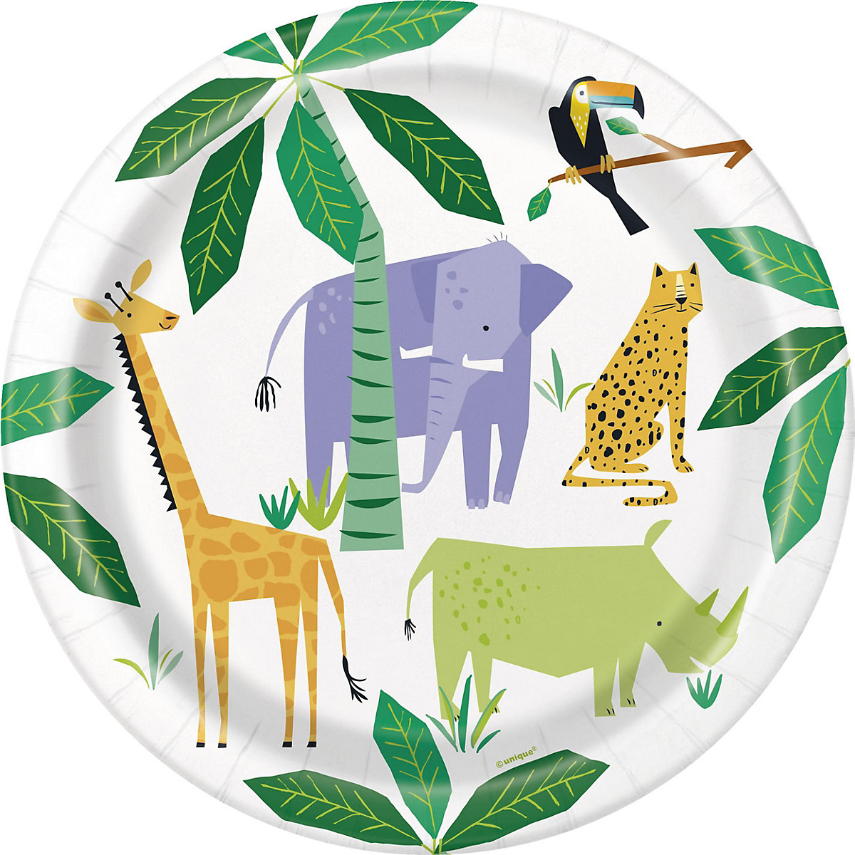 Papp-Partyteller Ø 23 cm Wilde Tiere, 8 Stück