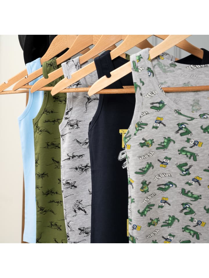 LOREZA 5er Set Unterhemden - Dinosaurier - Bunt günstig kaufen