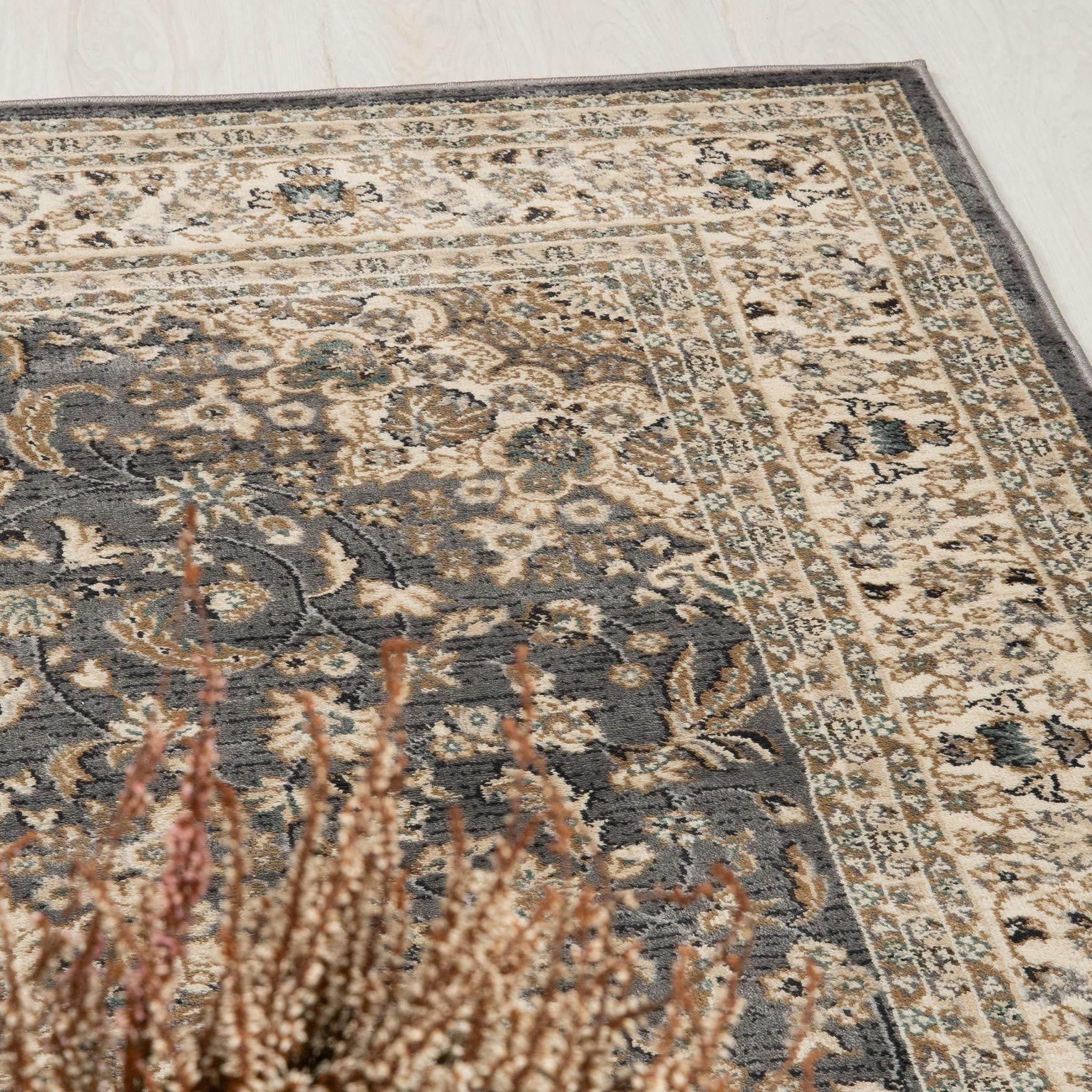 Orientteppich Oriente Teppich - Traditioneller Teppich Orient Grau, Mazovia, 60 x 100 cm, Geeignet für Fußbodenheizung, Pflegeleicht, Wohnzimmerteppich