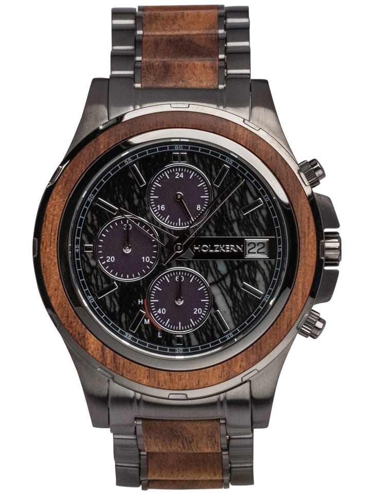 Holzkern Herrenuhr Solar-Chronograph Angkor Koa/Marmor Anthrazit günstig kaufen onesize