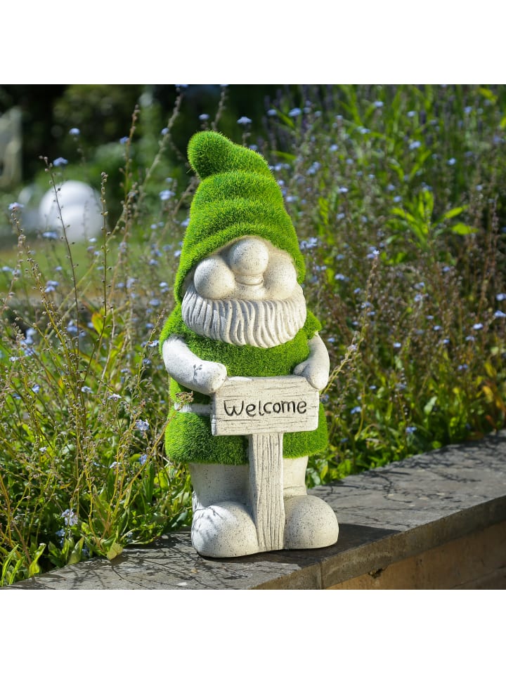MARELIDA Gartenzwerg mit Welcome Schild H: 38cm in grün günstig kaufen onesize