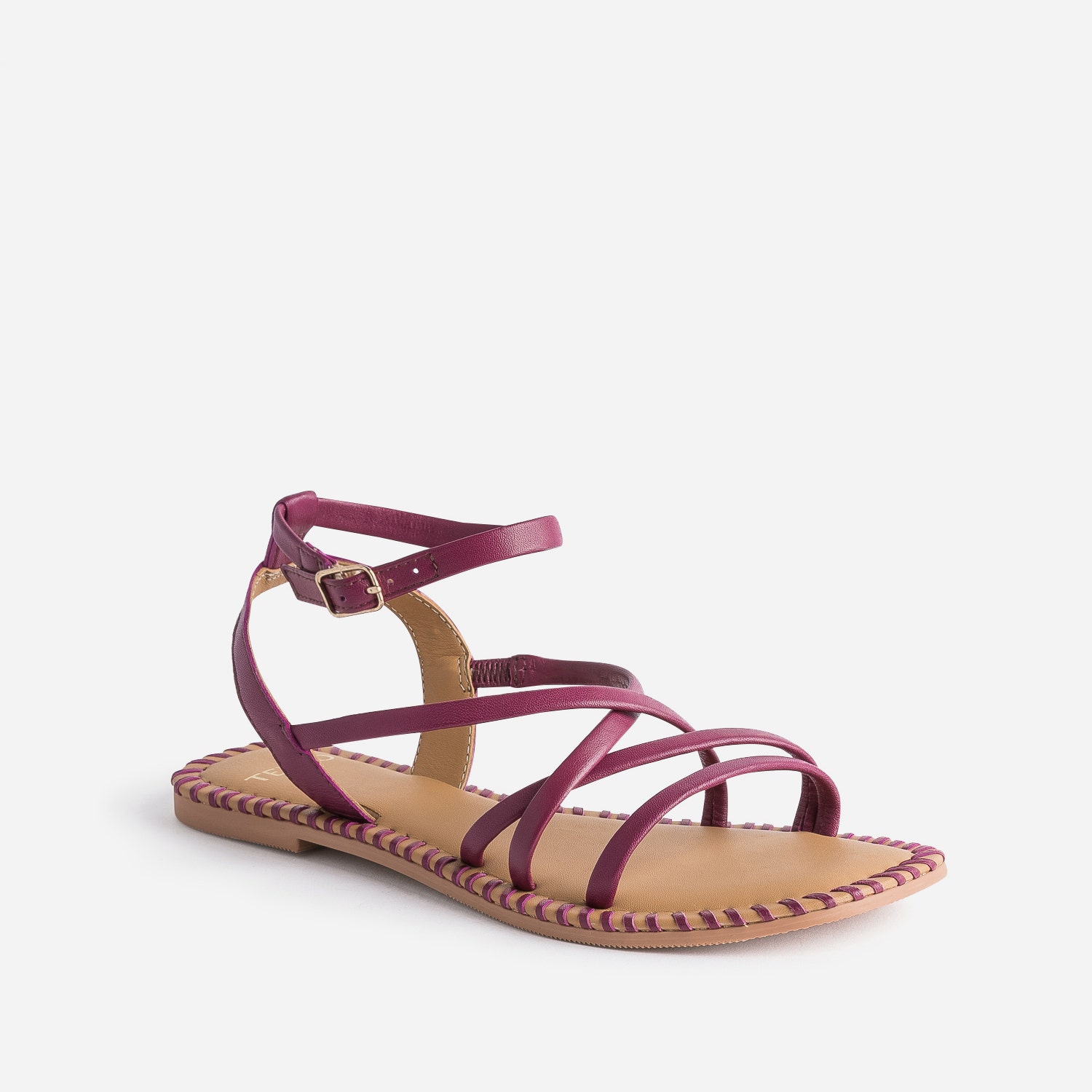 Sandale TEXTO prune en cuir