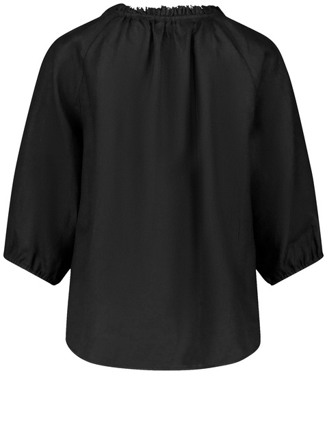 Leinenbluse mit Rüschenkragen