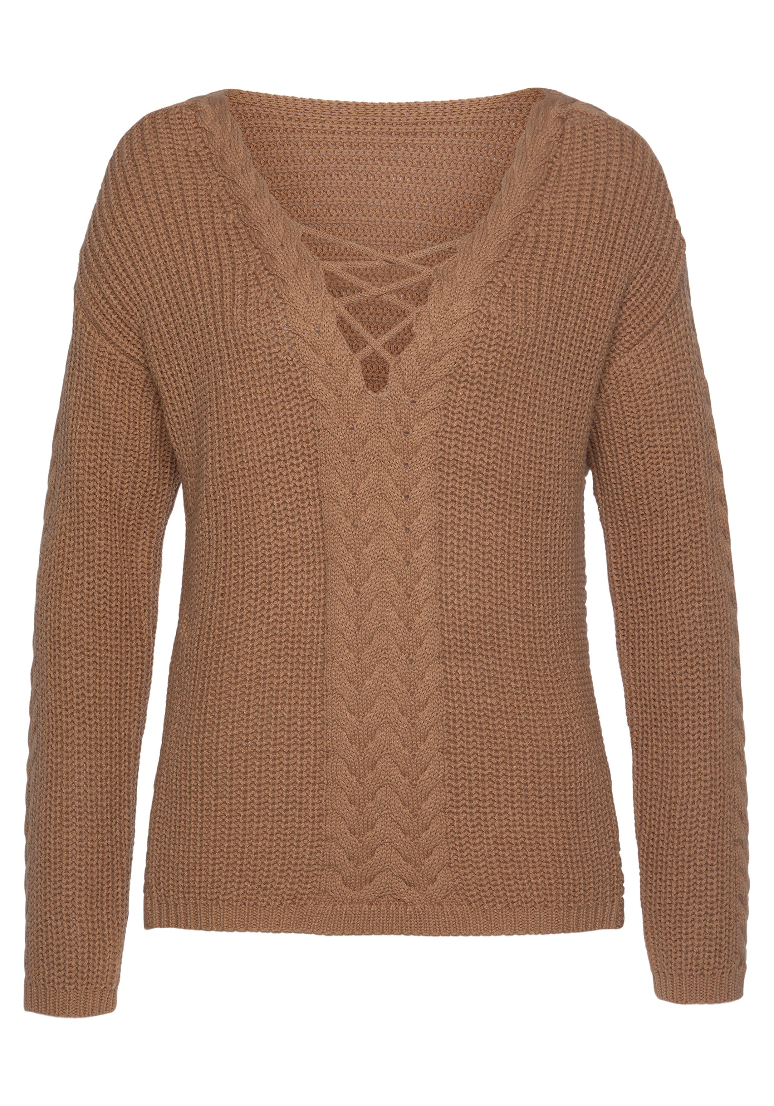 LASCANA Ajourpullover mit Zopfmusterdetails