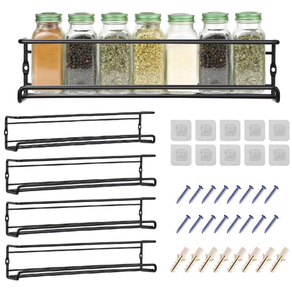 Bizaical Gewürzregal Gewürzregal Wand 4er Set,Hängend Küchenregal,Küche Gewürz Organizer, 4-tlg.