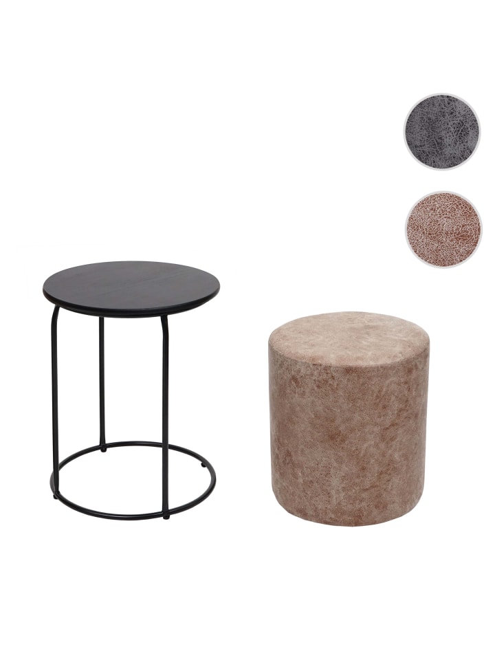 MCW 2er-Set Sitzhocker und Beistelltisch K48, Braun günstig kaufen onesize