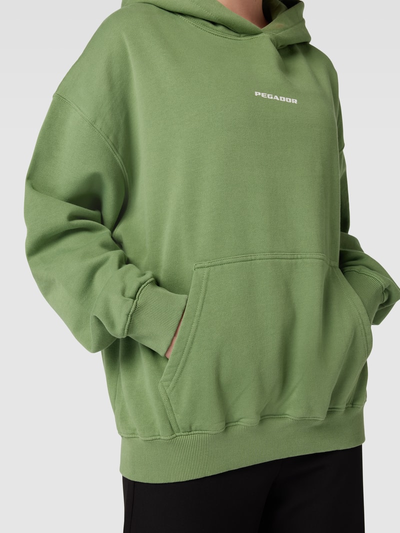 Oversized Hoodie mit Label-Print Modell 'CULLA' in smaragdgrün