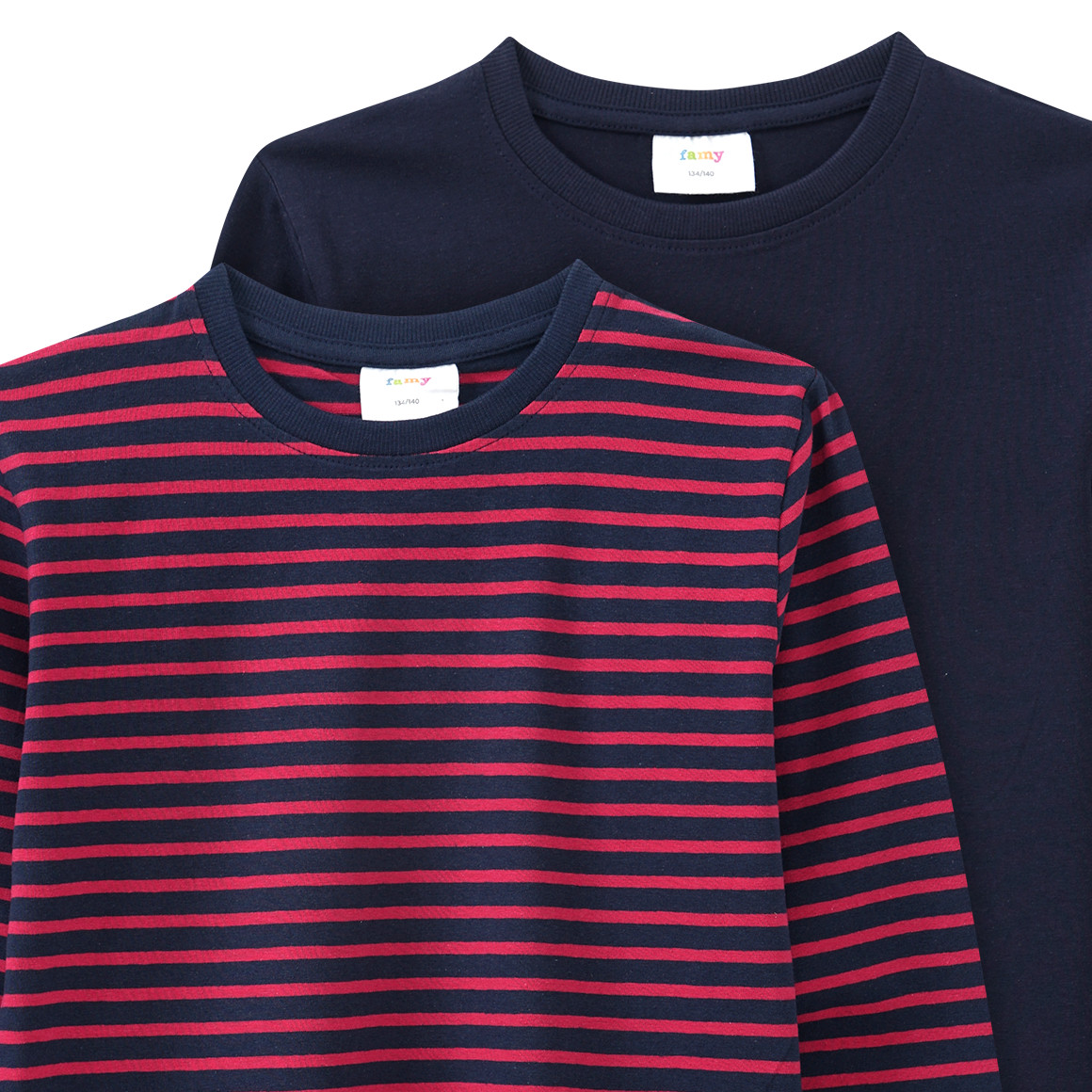 2 Jungen Langarmshirts im Basic-Look