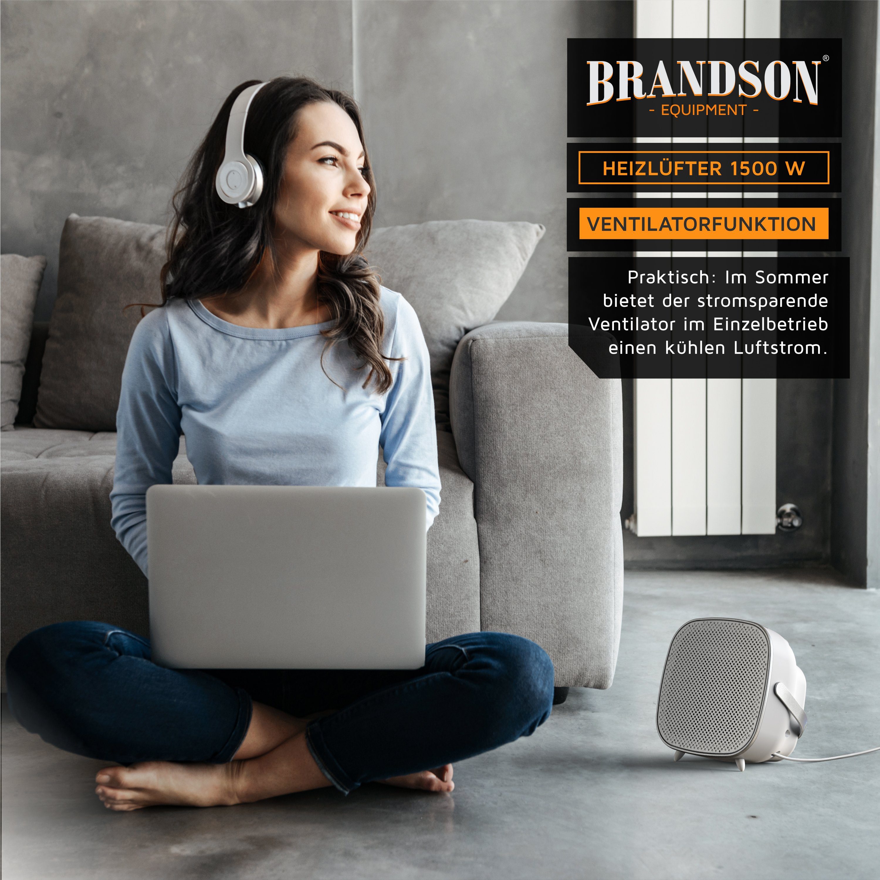 Brandson Keramikheizlüfter, 1500 W, Badezimmer Schnellheizer mit Temperaturregelung, energiesparend, leise