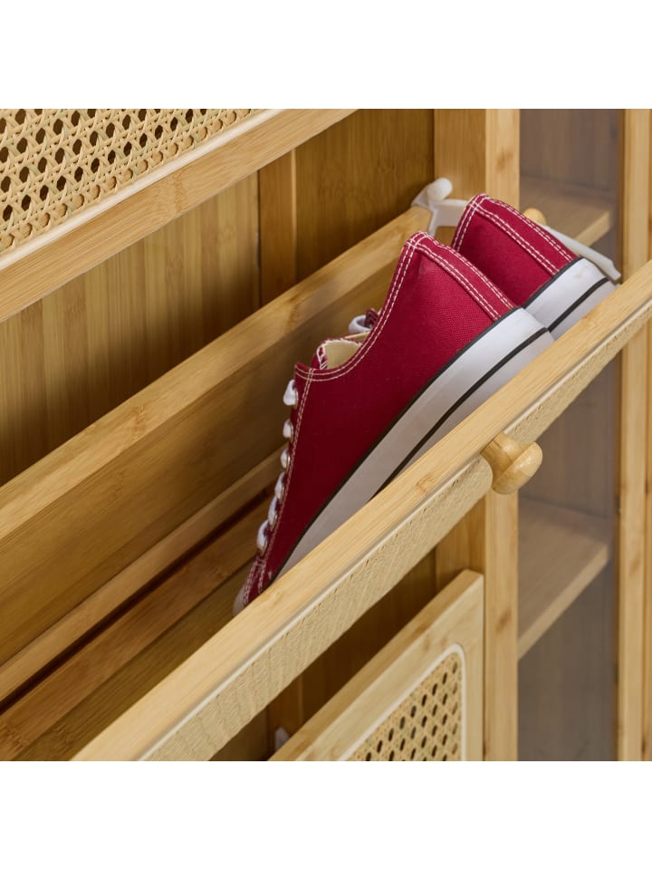 relaxdays Schuhschrank in Natur - (B)95 x (H)127 x (T)19 cm günstig kaufen onesize