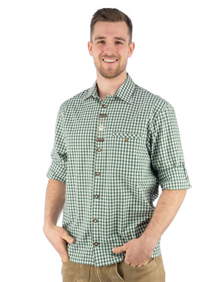 OS-Trachten Trachtenhemd Smoba in khaki/schlamm günstig kaufen