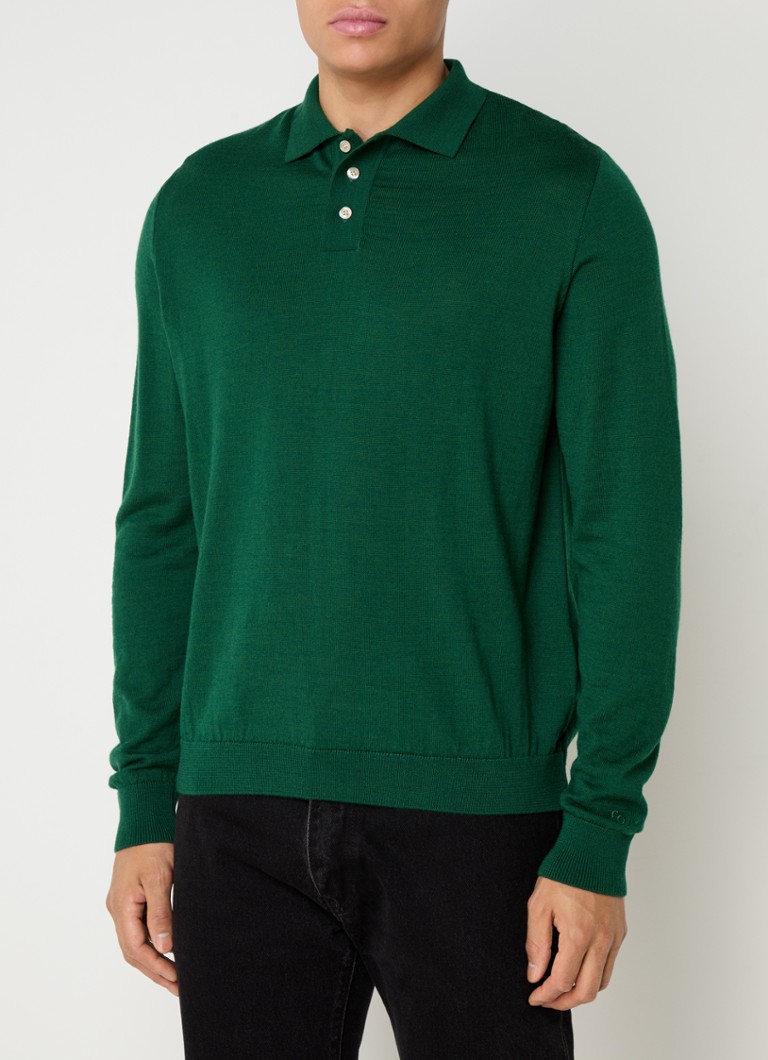 polo Forét en maille fine, coupe classique, mélange de laine mérinos, avec logo