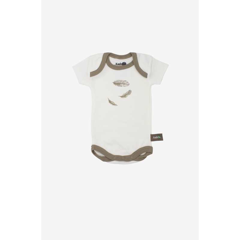 Lot de 3 Body manches courtes en Coton Bio à motifs plumes