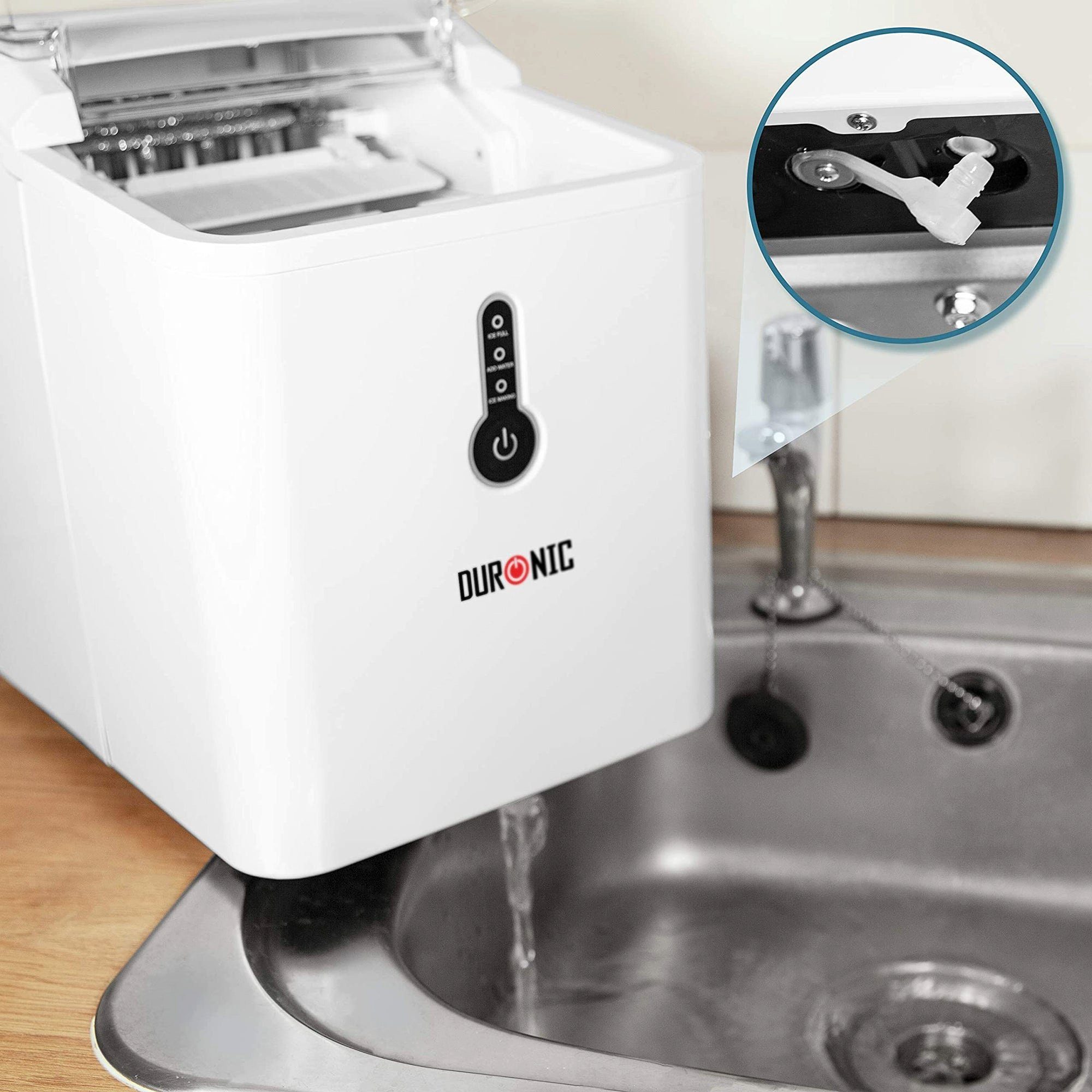 Duronic Eiswürfelmaschine ICM120, ICM120 WE Eiswürfelmaschine, Eiswürfelbereiter, 9 Eiswürfel in 7-9 min