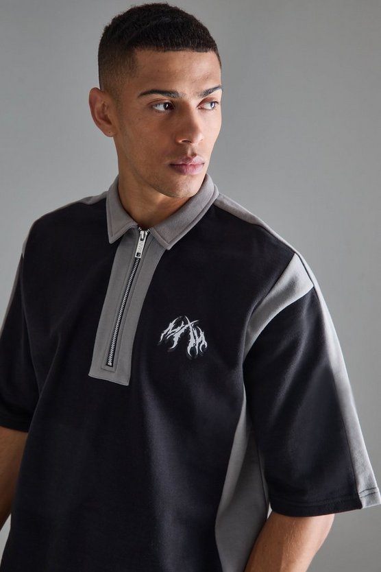 Oversize Colorblock Polo-Sweatshirt