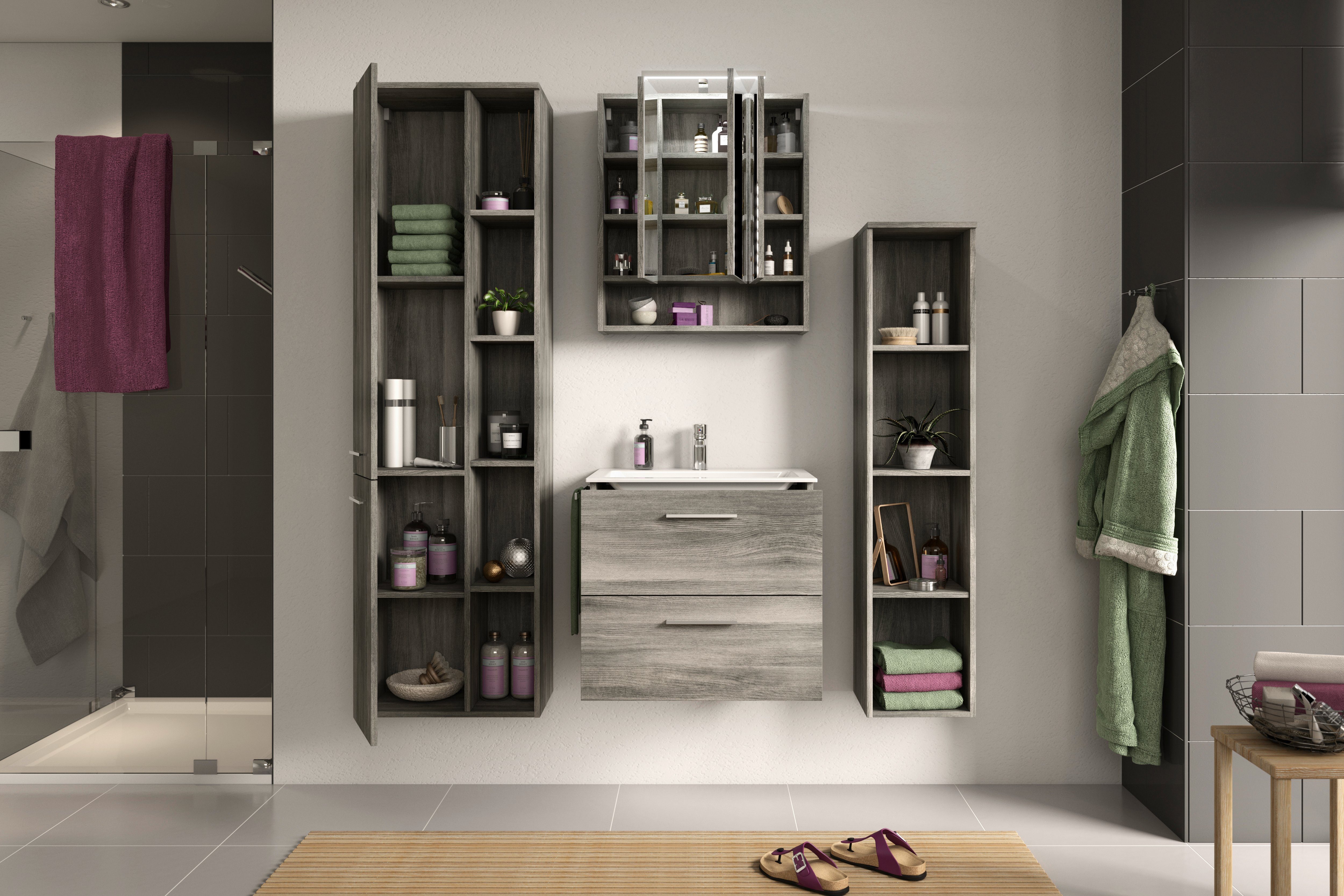 furnling Badezimmerspiegelschrank Nairobi Breite 60 cm, Höhe 68 cm, Tiefe 21 cm