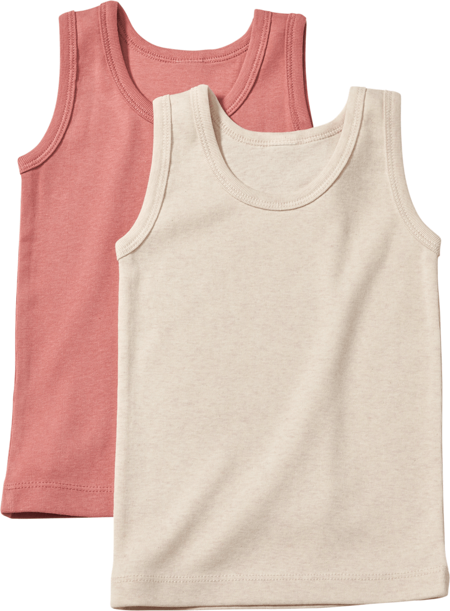 Unterhemden, beige + rosa, Gr. 110/116, 2 St