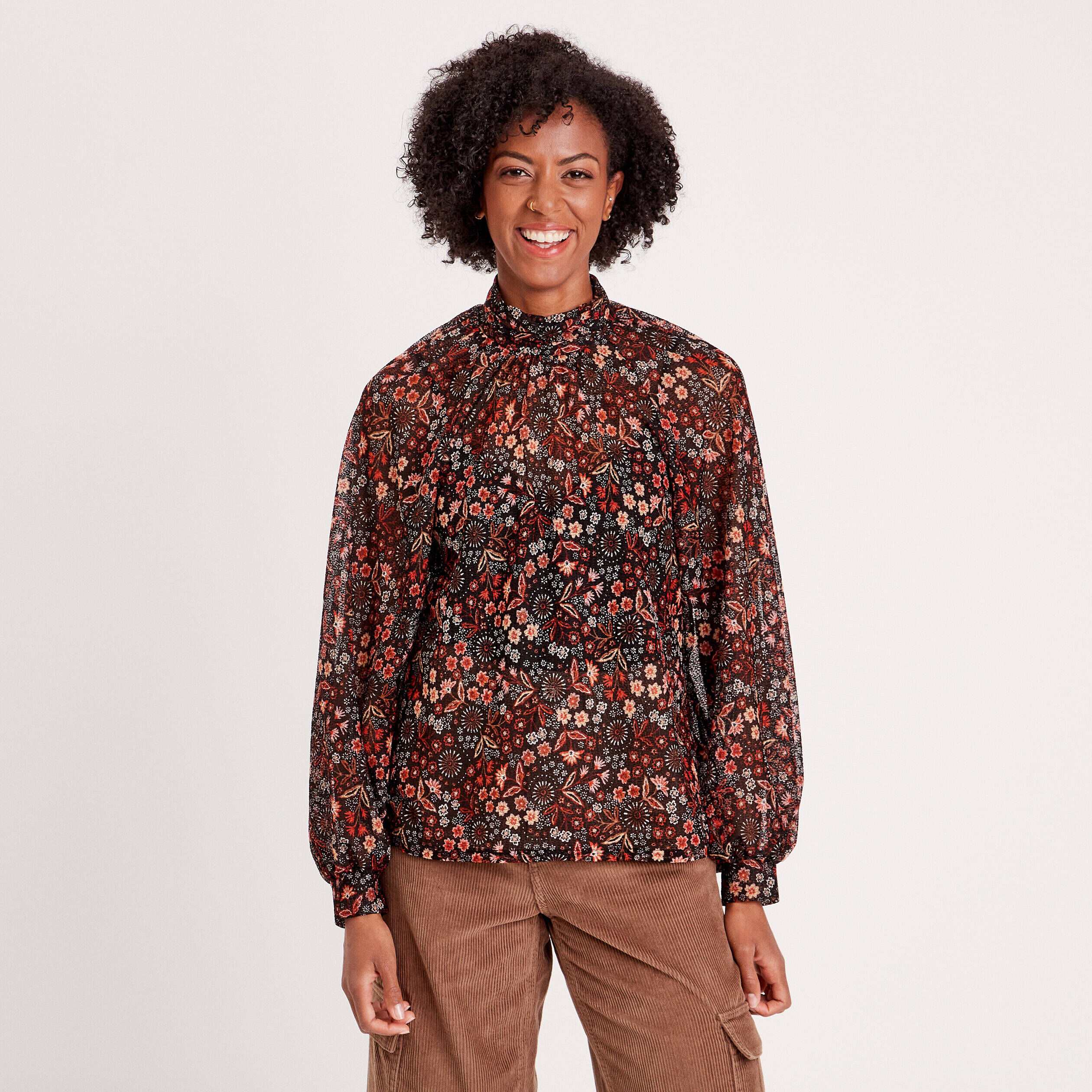 Blouse col montant noir femme | Cache Cache