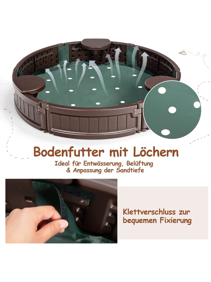 COSTWAY Sandbox rund Ø120cm in Braun günstig kaufen onesize